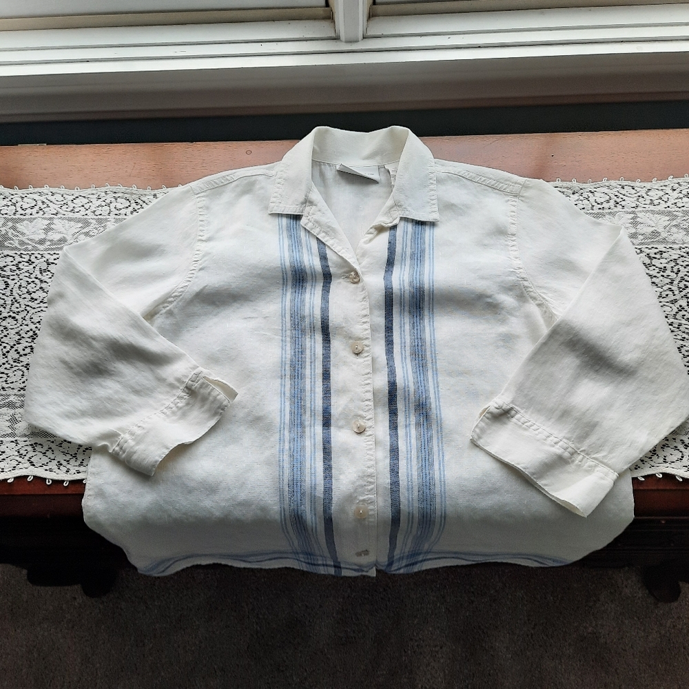 Liz Claiborne 100% Linen Boyfriend Havana sz S